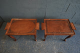 Harlequin Pair of Queen Anne Revival Walnut Tray-Top Tables – British, Circa 1920s