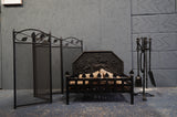Complete Cast Iron Fireplace Set – Heraldic Lion Grate, Screen & Tools