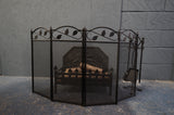 Complete Cast Iron Fireplace Set – Heraldic Lion Grate, Screen & Tools