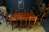 Mid-Century Danish Teak Extending Dining Table & 8 Ladder-Back Chairs