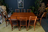 Mid-Century Danish Teak Extending Dining Table & 8 Ladder-Back Chairs