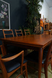 Mid-Century Danish Teak Extending Dining Table & 8 Ladder-Back Chairs
