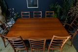 Mid-Century Danish Teak Extending Dining Table & 8 Ladder-Back Chairs