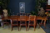 Mid-Century Danish Teak Extending Dining Table & 8 Ladder-Back Chairs
