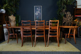 Mid-Century Danish Teak Extending Dining Table & 8 Ladder-Back Chairs