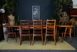 Mid-Century Danish Teak Extending Dining Table & 8 Ladder-Back Chairs