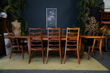 Mid-Century Danish Teak Extending Dining Table & 8 Ladder-Back Chairs