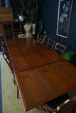Mid-Century Danish Teak Extending Dining Table & 8 Ladder-Back Chairs