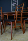 Mid-Century Danish Teak Extending Dining Table & 8 Ladder-Back Chairs
