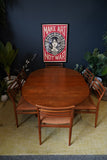 Mid Century Danish Extendable Dining Table with 6 Erling Torvits Chairs