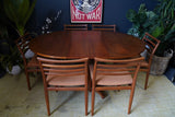 Mid Century Danish Extendable Dining Table with 6 Erling Torvits Chairs
