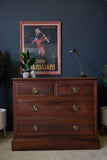 Antique Victorian Large Dark Oak Chest of Drawers