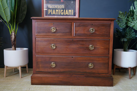 Antique Victorian Large Dark Oak Chest of Drawers Erfmann Vintage