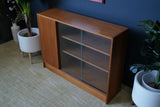 Mid Century 1960s Display China Cabinet with Glass Sliding Doors and Side Cupboard