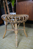 Mid Century Vintage Rattan Stool by Franco Albini for Vittorio Bonacina Italy 1960