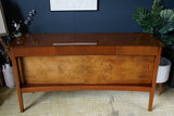 Mid-Century Convex Curved Free-standing Sideboard with Walnut Veneer