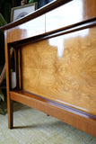 Mid-Century Convex Curved Free-standing Sideboard with Walnut Veneer