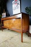 Mid-Century Convex Curved Free-standing Sideboard with Walnut Veneer
