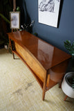 Mid-Century Convex Curved Free-standing Sideboard with Walnut Veneer