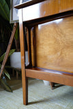 Mid-Century Convex Curved Free-standing Sideboard with Walnut Veneer