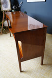 Mid-Century Convex Curved Free-standing Sideboard with Walnut Veneer