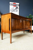Mid-Century Convex Curved Free-standing Sideboard with Walnut Veneer
