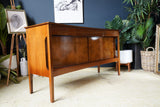 Mid-Century Convex Curved Free-standing Sideboard with Walnut Veneer