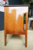 Mid-Century Convex Curved Free-standing Sideboard with Walnut Veneer