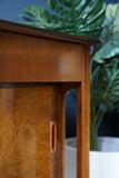 Mid-Century Convex Curved Free-standing Sideboard with Walnut Veneer