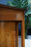 Mid-Century Convex Curved Free-standing Sideboard with Walnut Veneer
