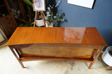 Mid-Century Convex Curved Free-standing Sideboard with Walnut Veneer