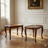 Harlequin Pair of Queen Anne Revival Walnut Tray-Top Tables – British, Circa 1920s