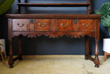 Late Georgian Early Victorian Welsh Dresser Solid Oak Brass Bail Pulls