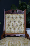 Late Victorian Edwardian Arts & Crafts Occasional Parlour Chair Green Floral 
