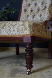 Late Victorian Edwardian Arts & Crafts Occasional Parlour Chair Green Floral