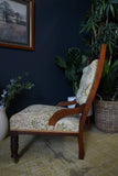 Late Victorian Edwardian Arts & Crafts Occasional Parlour Chair Green Floral
