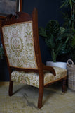 Late Victorian Edwardian Arts & Crafts Occasional Parlour Chair Green Floral