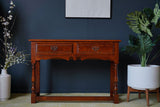 Antique Georgian Style Oak Two Drawer Dresser Hallway Table