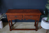 Antique Georgian Style Oak Two Drawer Dresser Hallway Table