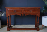 Antique Georgian Style Oak Two Drawer Dresser Hallway Table
