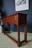 Antique Georgian Style Oak Two Drawer Dresser Hallway Table