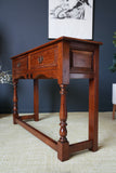 Antique Georgian Style Oak Two Drawer Dresser Hallway Table