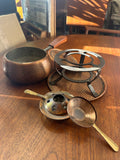 Hand-Hammered Copper & Teak Fondue Service – Continental Europe, circa 1960s