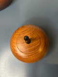 Hand-Turned Ancient Acacia Lidded Bowl with Oak Spike Handle — Crafted in Norfolk from 5,000-Year-Old Local Timber