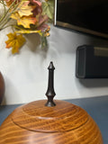 Hand-Turned Ancient Acacia Lidded Bowl with Oak Spike Handle — Crafted in Norfolk from 5,000-Year-Old Local Timber