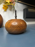 Hand-Turned Ancient Acacia Lidded Bowl with Oak Spike Handle — Crafted in Norfolk from 5,000-Year-Old Local Timber