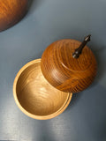 Hand-Turned Ancient Acacia Lidded Bowl with Oak Spike Handle — Crafted in Norfolk from 5,000-Year-Old Local Timber