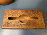 Antique Carved Oak Tissue Box – Floral Detail & Timeless Craftsmanship