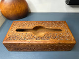 Antique Carved Oak Tissue Box – Floral Detail & Timeless Craftsmanship