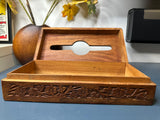 Antique Carved Oak Tissue Box – Floral Detail & Timeless Craftsmanship
